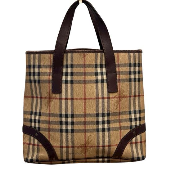 Vintage BURBERRY Haymaket Check Shoulder Tote Bag Canvas...